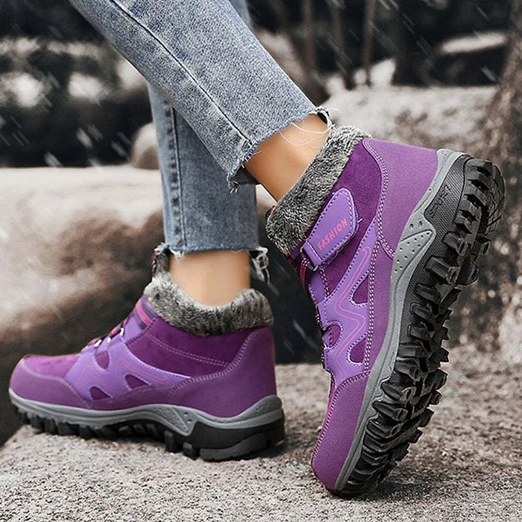 SnoVera™ | Winter Ankle Boots – Plush-Lined, Hook & Loop