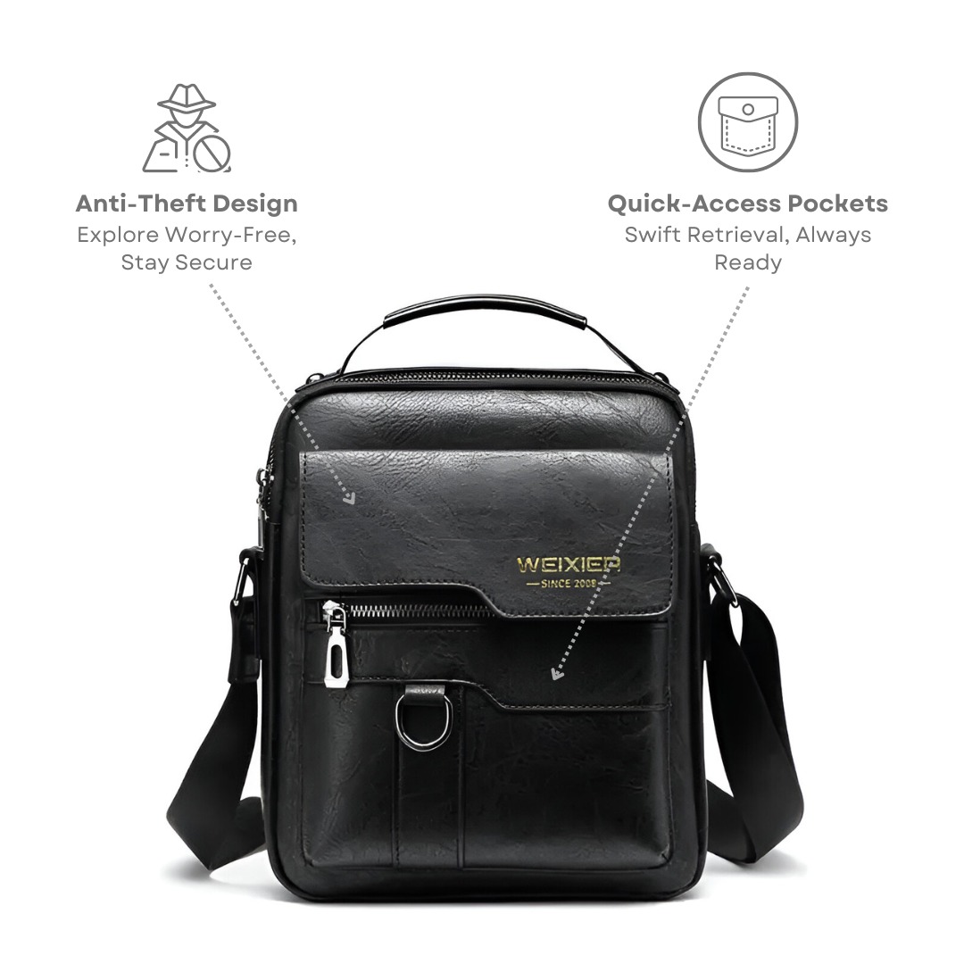 SafeStride™ Anti-Theft Leather Sling Bag