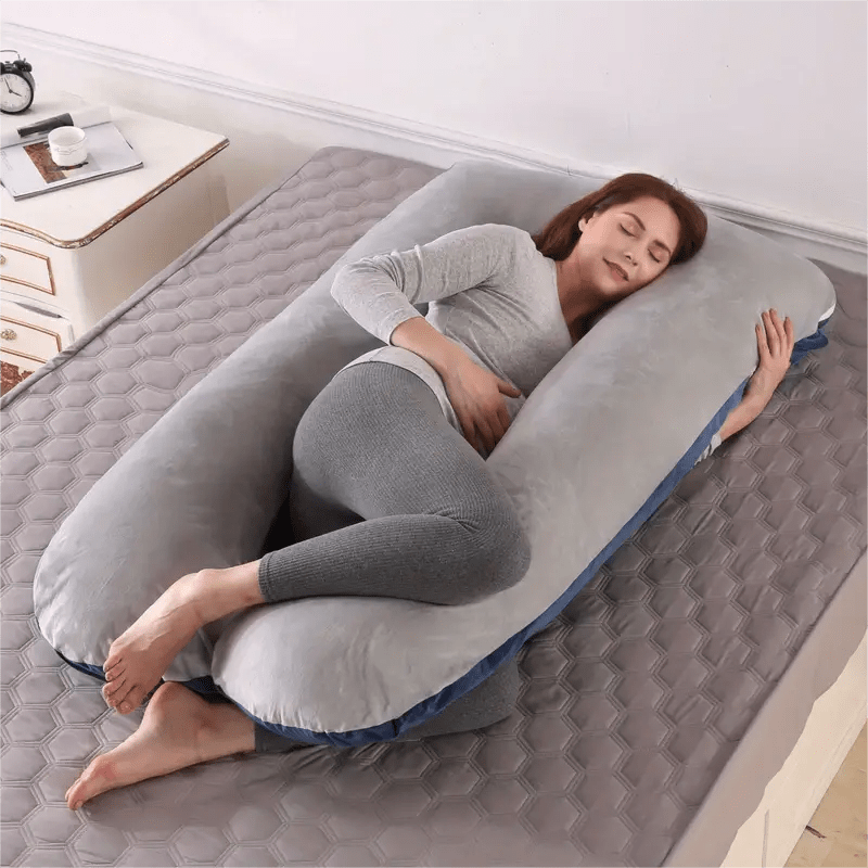 MumLuxe™ Luxurious Crystal Velvet U-Shaped Pillow for Pregnancy Support