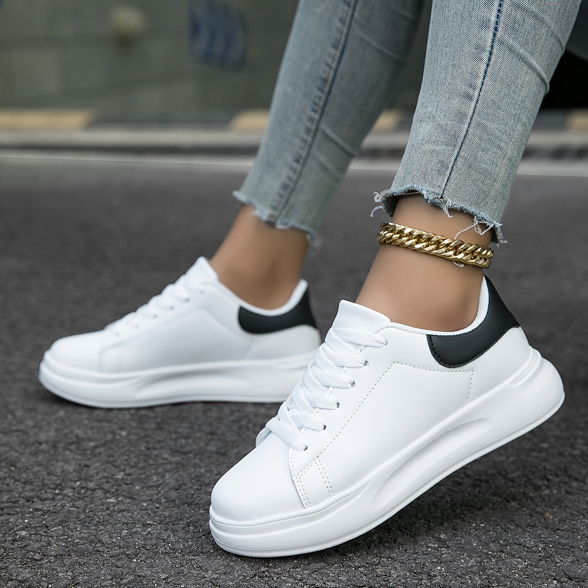 Strideon - Women’s Clean White Sneakers – Casual Minimalist Shoes