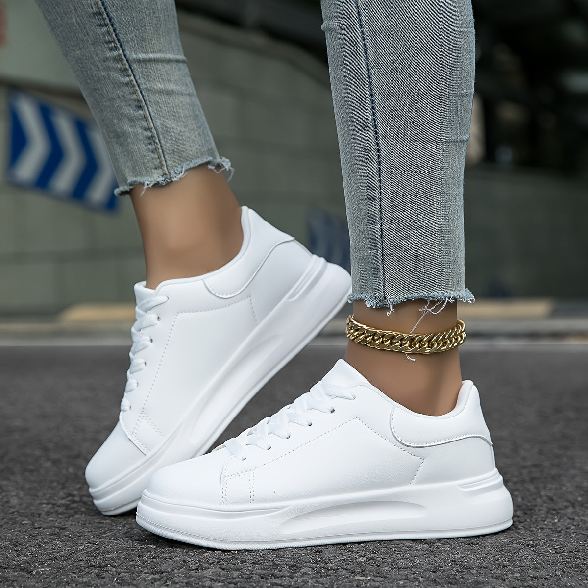 Strideon - Women’s Clean White Sneakers – Casual Minimalist Shoes