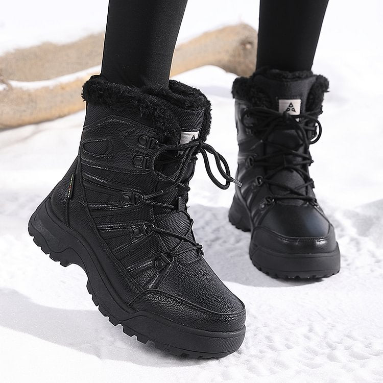 SnowEase | Women’s Winter Lace-Up Plush Ankle Boots