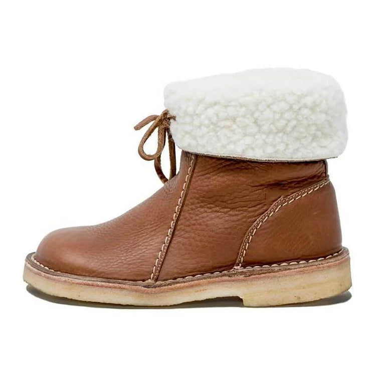 Velinova™ | Women’s Retro Plush Lace-Up Snow Boots