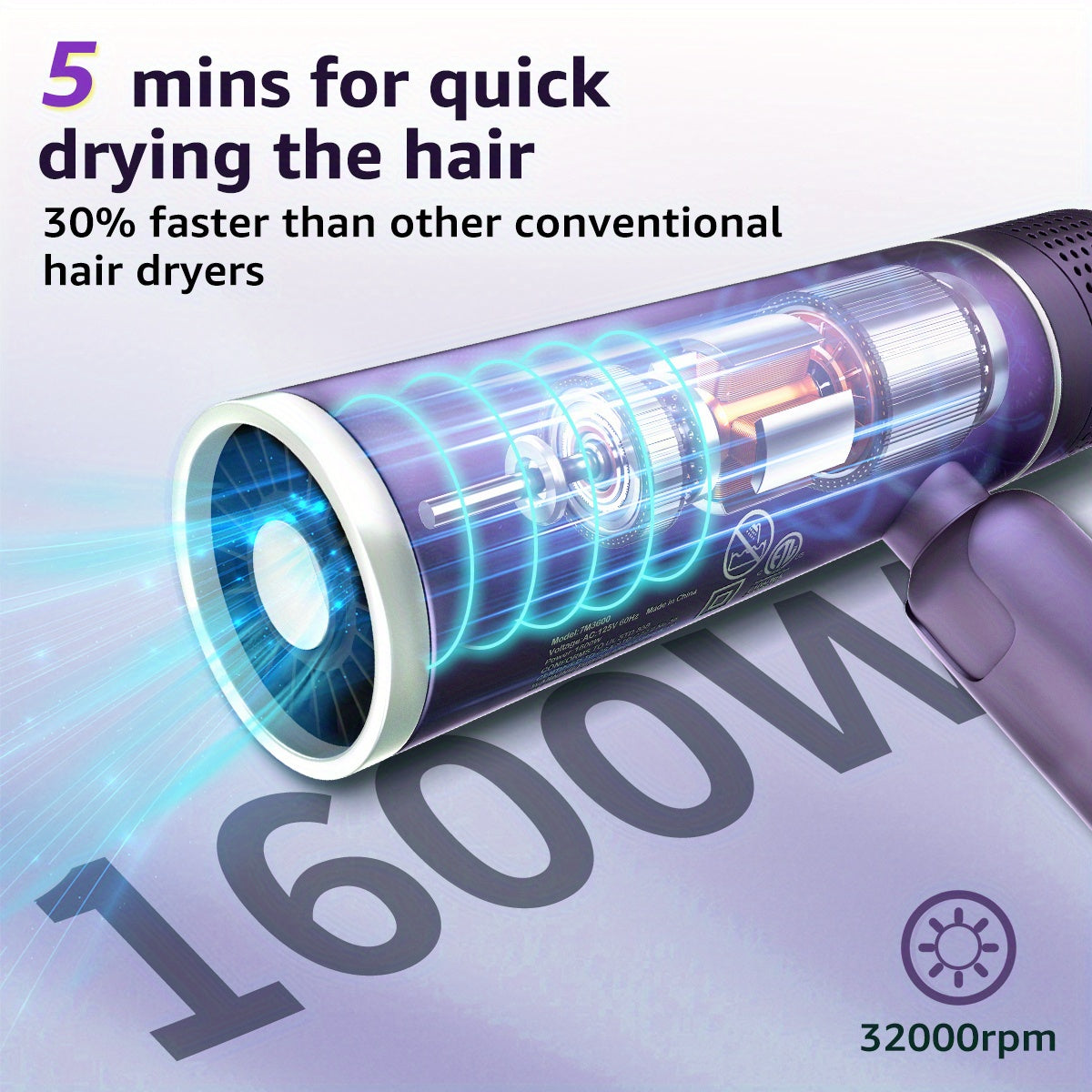 LumiDry™ High-Speed, Ionic Hair Dryer with Diffuser