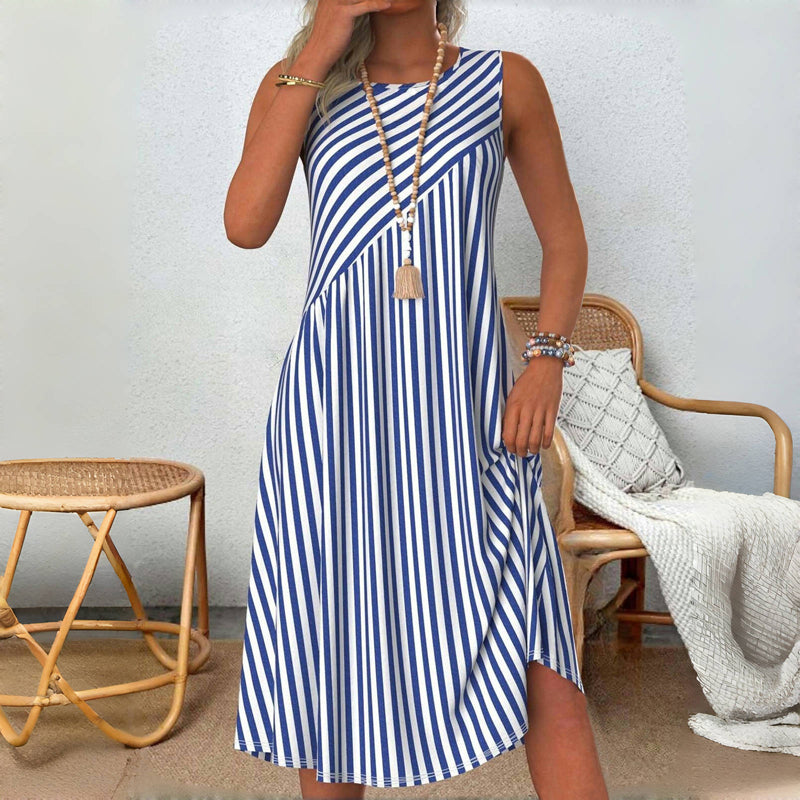 Emeely – Sleeveless Casual Dress with Striped Pattern