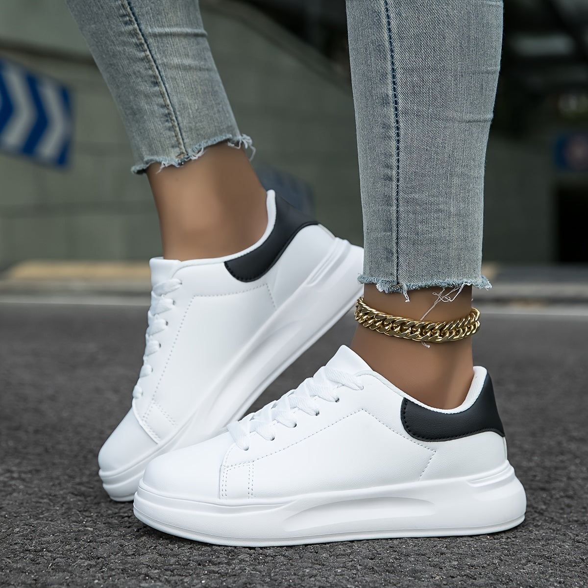 Strideon - Women’s Clean White Sneakers – Casual Minimalist Shoes