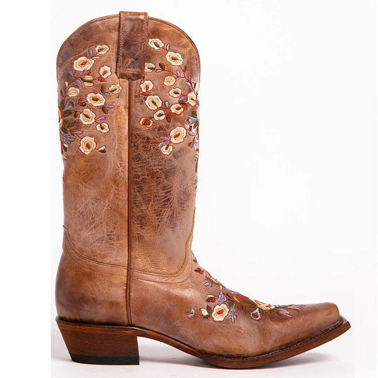 Velinova™ | Retro Square-Toe Mid-Calf Boots for Women