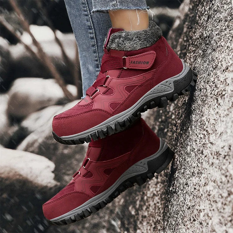 SnoVera™ | Winter Ankle Boots – Plush-Lined, Hook & Loop
