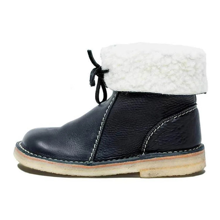 Velinova™ | Women’s Retro Plush Lace-Up Snow Boots