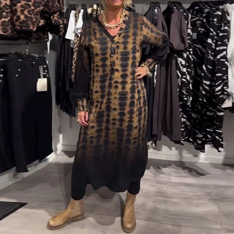 VellaVeil™ - Long Sleeve Ombre Dress with V-Neck