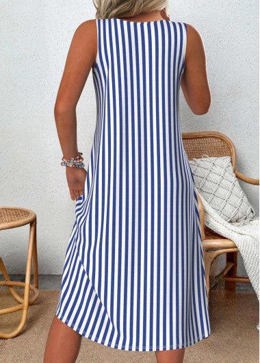 Emeely – Sleeveless Casual Dress with Striped Pattern