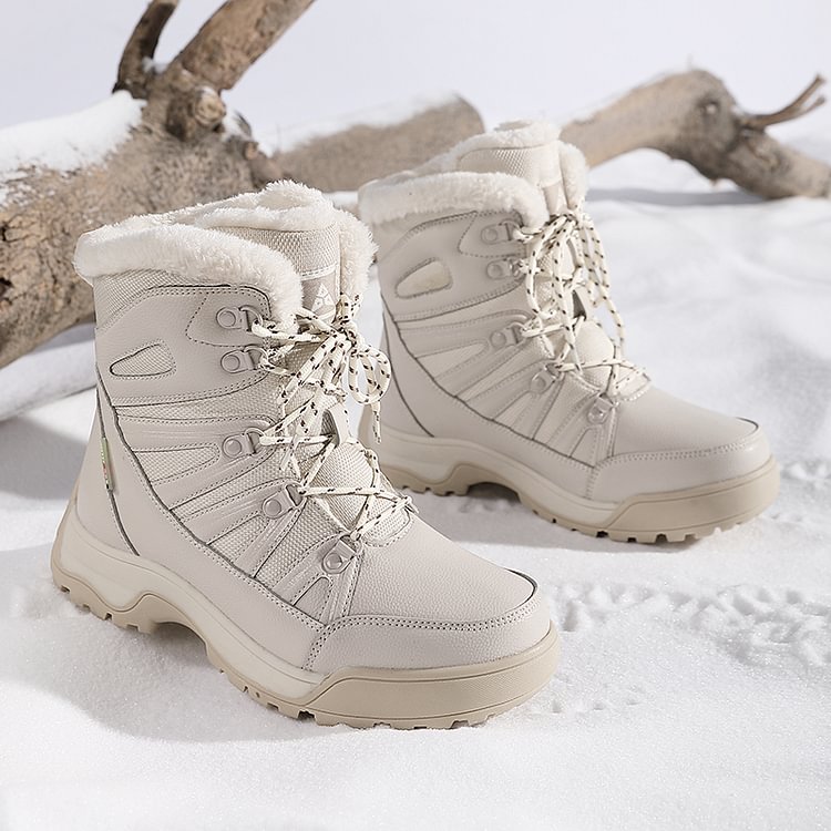 SnowEase | Women’s Winter Lace-Up Plush Ankle Boots