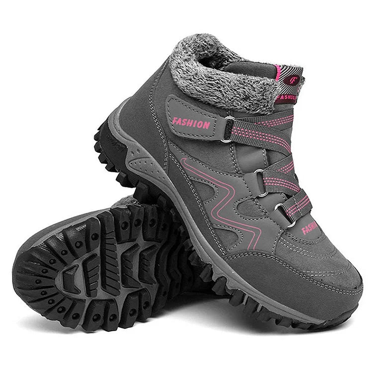 SnoVera™ | Winter Ankle Boots – Plush-Lined, Hook & Loop