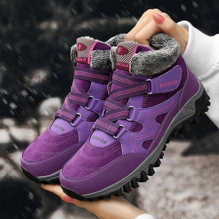 SnoVera™ | Winter Ankle Boots – Plush-Lined, Hook & Loop
