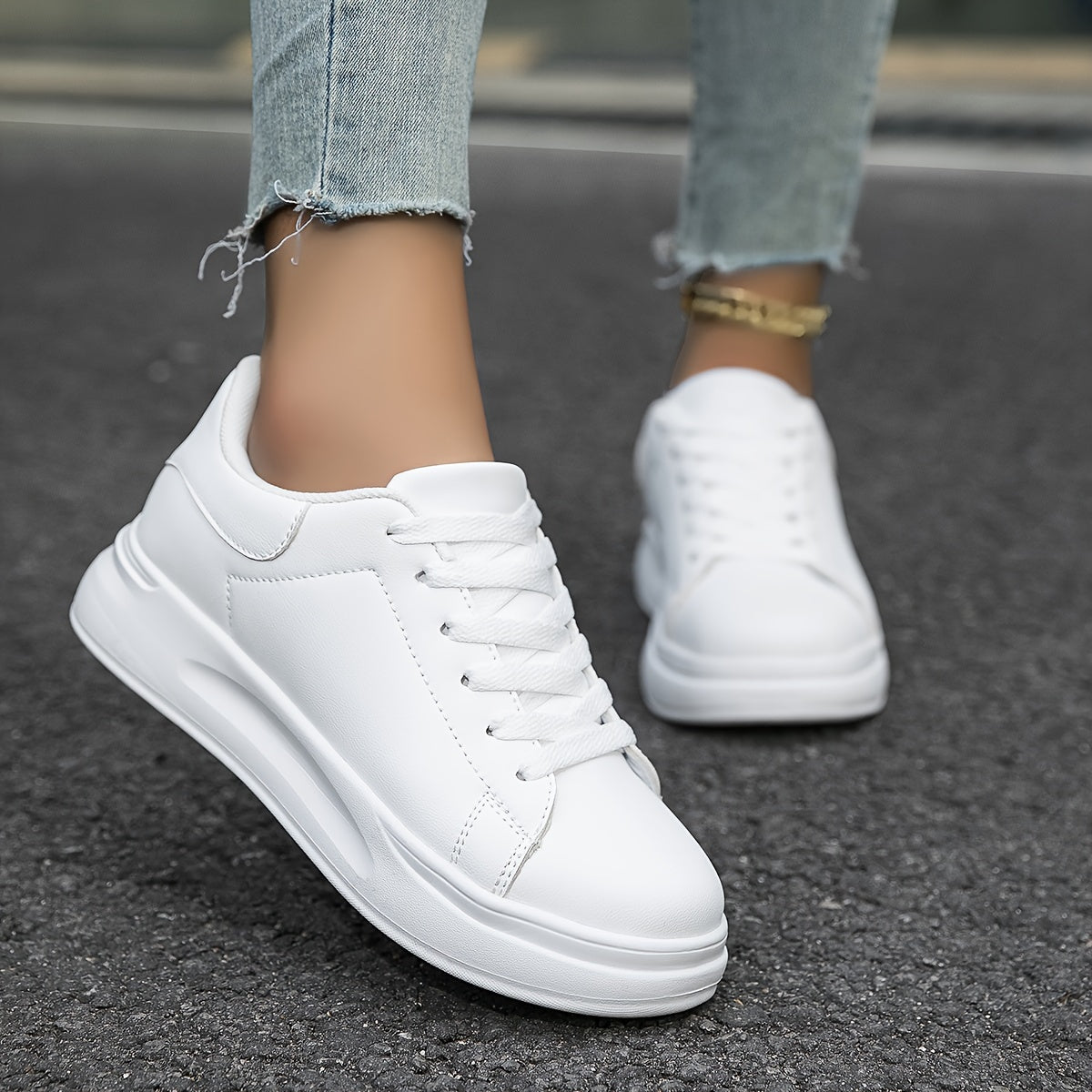 Strideon - Women’s Clean White Sneakers – Casual Minimalist Shoes