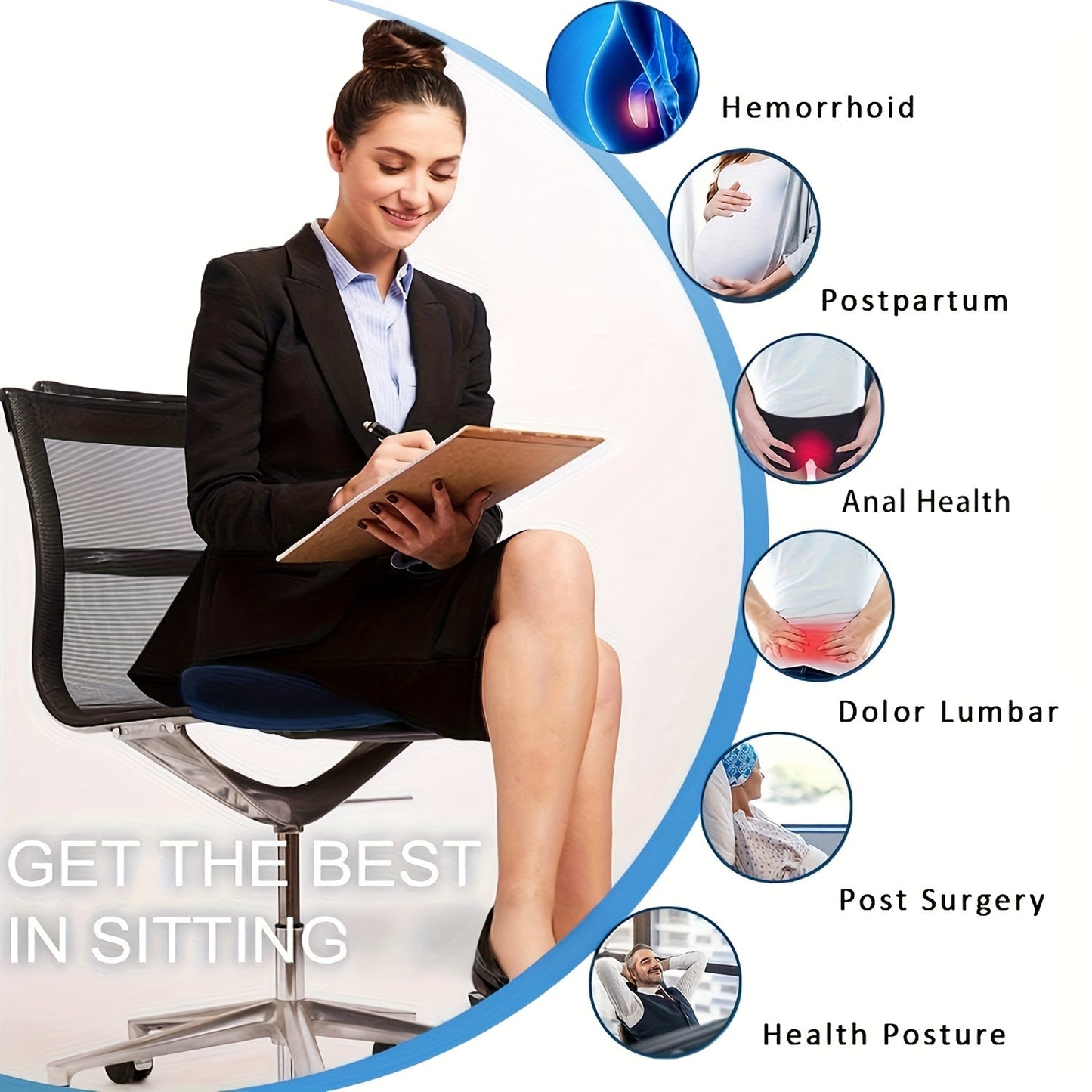 RelaxaRing™ – Orthopedic Donut Pillow for Tailbone, Hip & Posture Support