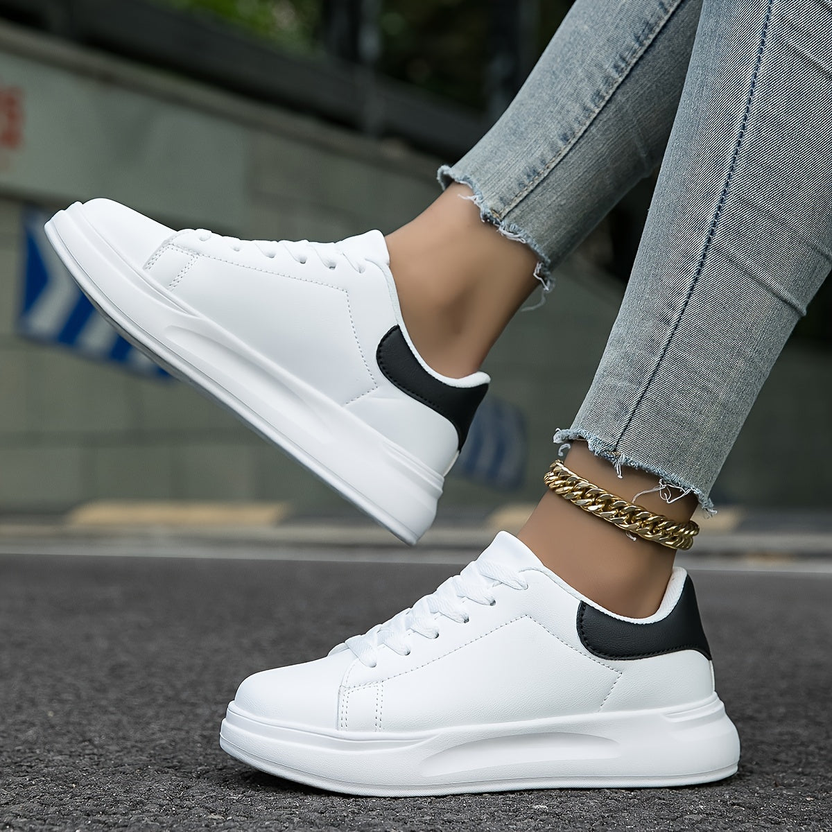 Strideon - Women’s Clean White Sneakers – Casual Minimalist Shoes