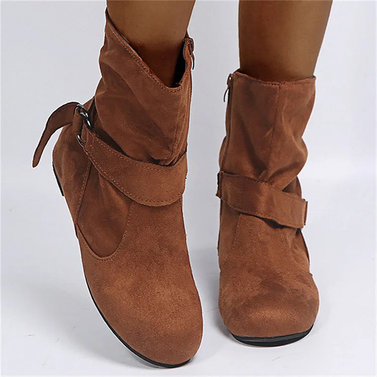 Velora™ | Zipper Chunky Ankle Heels Retro Boots