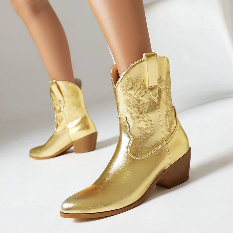 Velmora™ | Western Cowboy Ankle Boots for Women