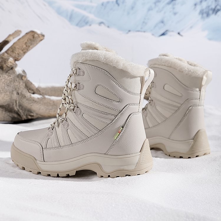 SnowEase | Women’s Winter Lace-Up Plush Ankle Boots
