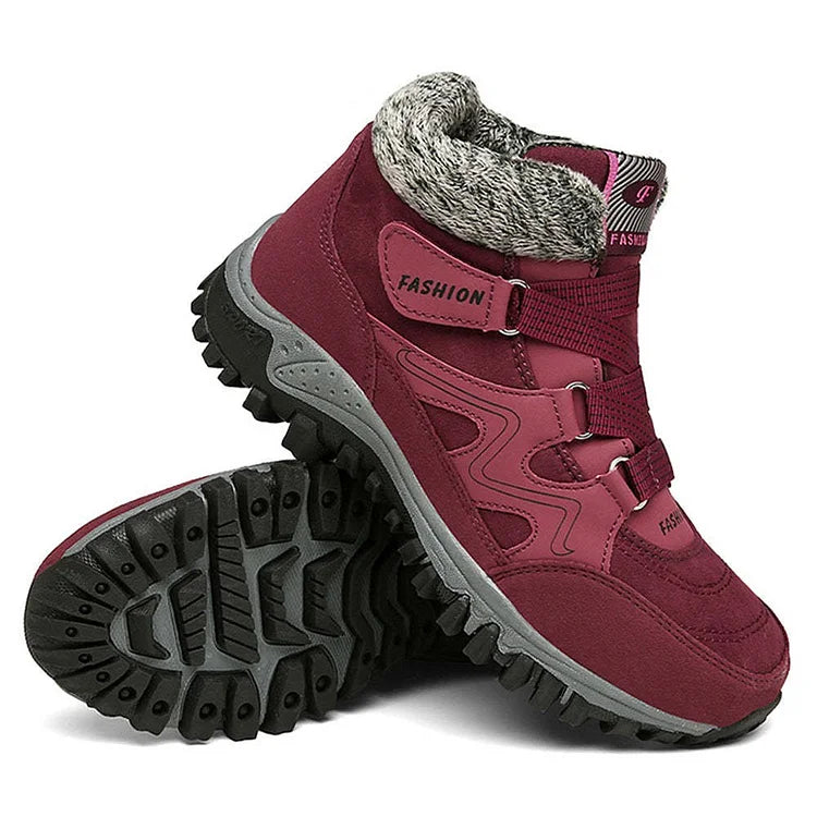SnoVera™ | Winter Ankle Boots – Plush-Lined, Hook & Loop
