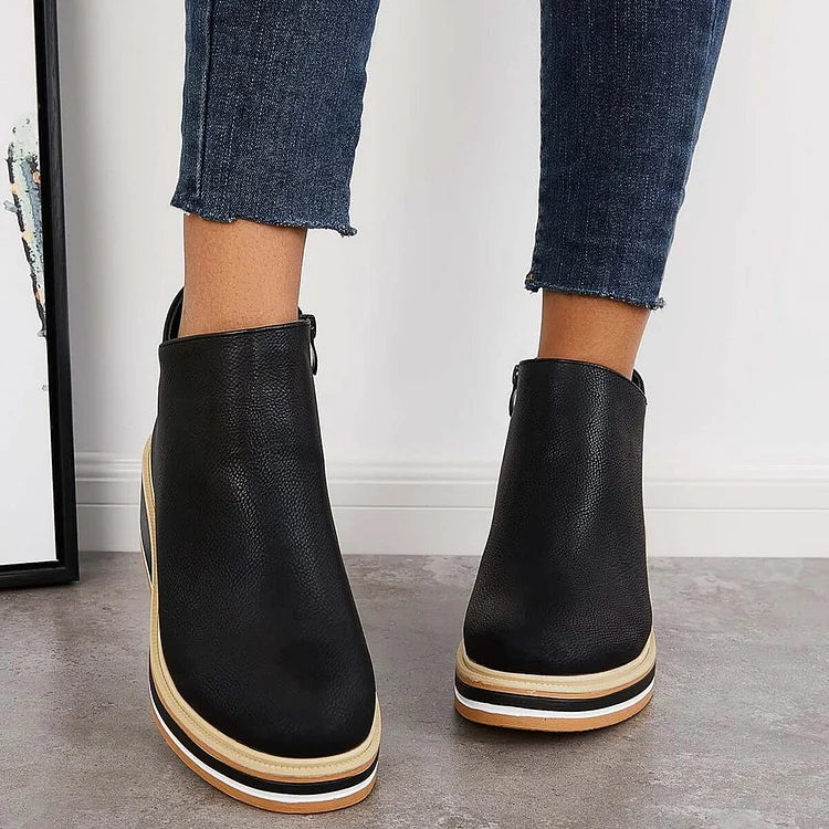 MOVA™ | Women’s Retro Wedge Booties – Side Zip