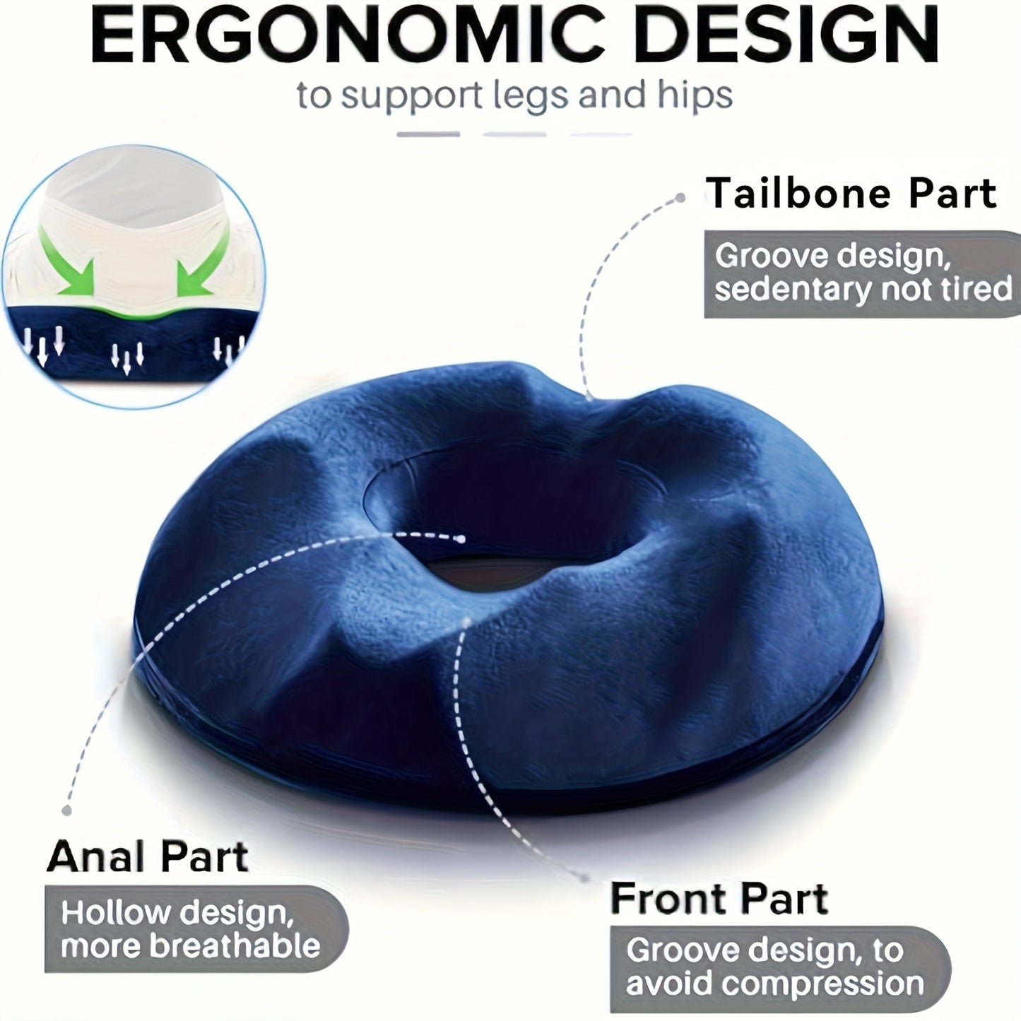 RelaxaRing™ – Orthopedic Donut Pillow for Tailbone, Hip & Posture Support