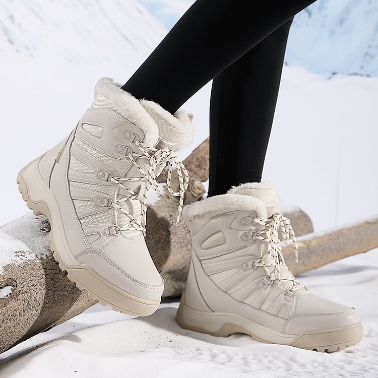 SnowEase | Women’s Winter Lace-Up Plush Ankle Boots
