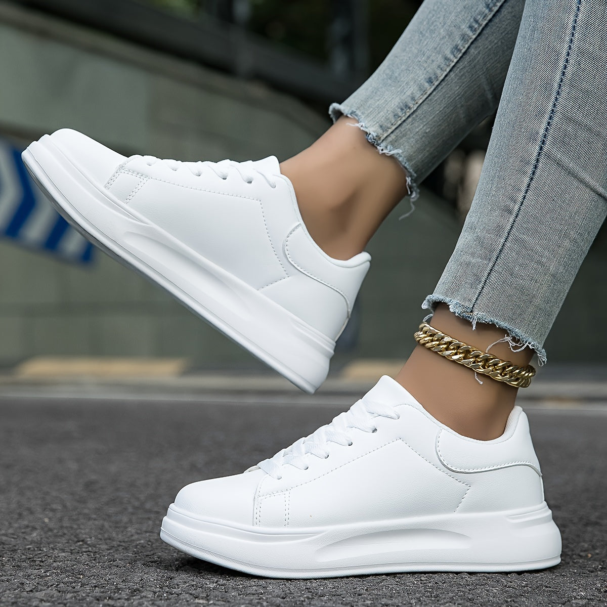 Strideon - Women’s Clean White Sneakers – Casual Minimalist Shoes