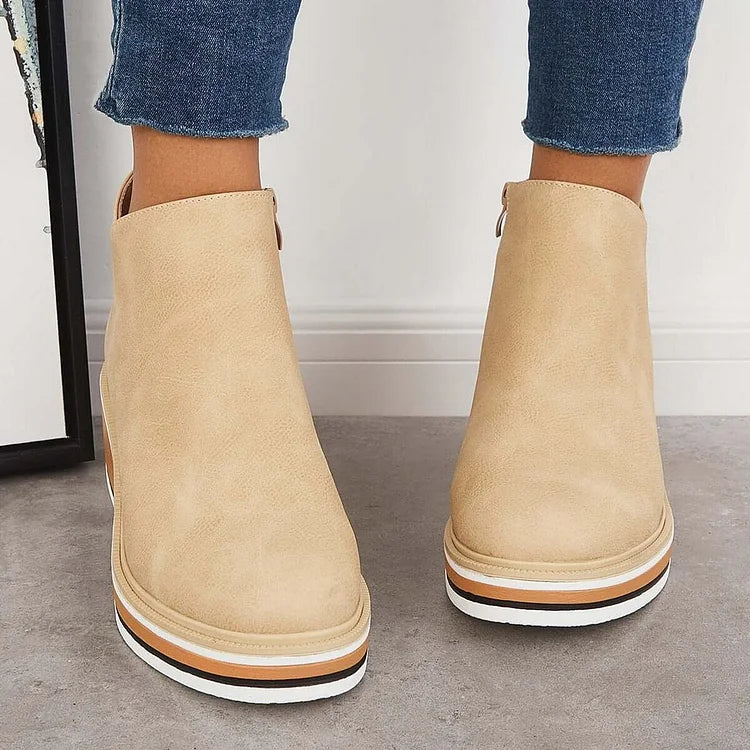MOVA™ | Women’s Retro Wedge Booties – Side Zip