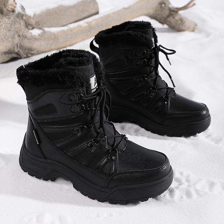 SnowEase | Women’s Winter Lace-Up Plush Ankle Boots