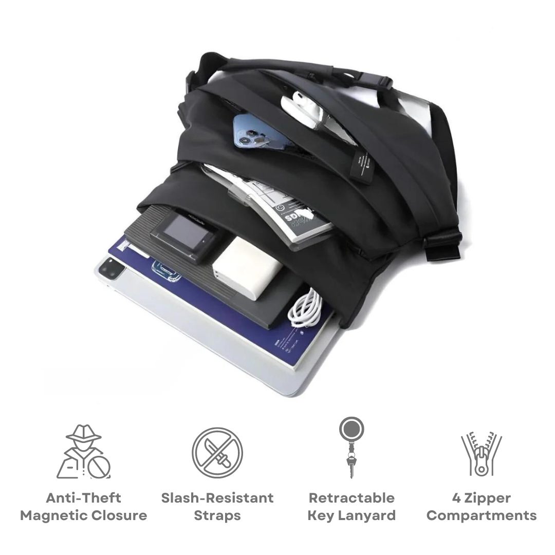 ObsidianGuard™ Anti-Theft Sling Bag – Secure, Compact & Weather-Proof
