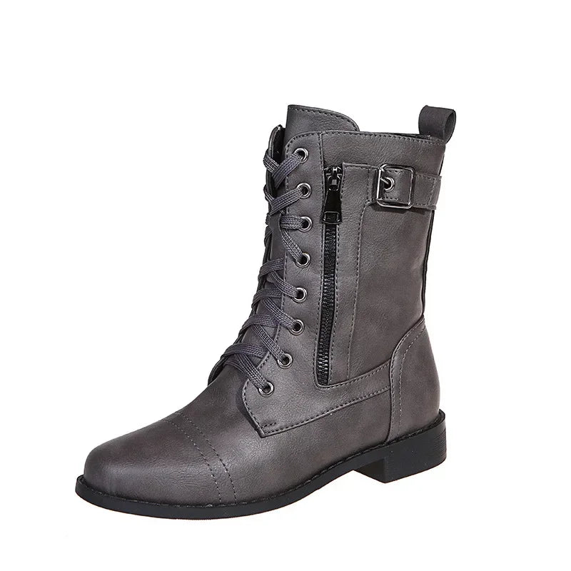 Urban™ | Women's Round Toe Lace-Up Flat Boots
