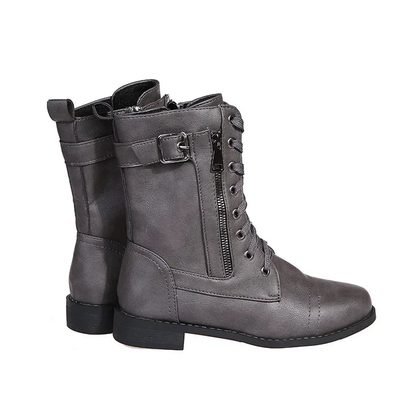 Urban™ | Women's Round Toe Lace-Up Flat Boots