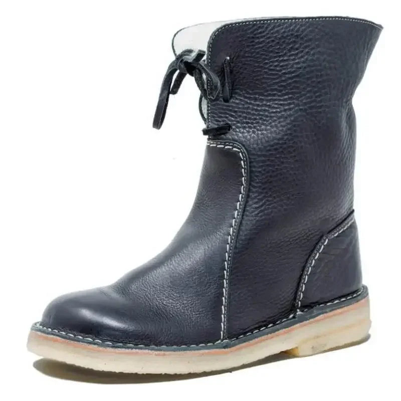 Velinova™ | Women’s Retro Plush Lace-Up Snow Boots