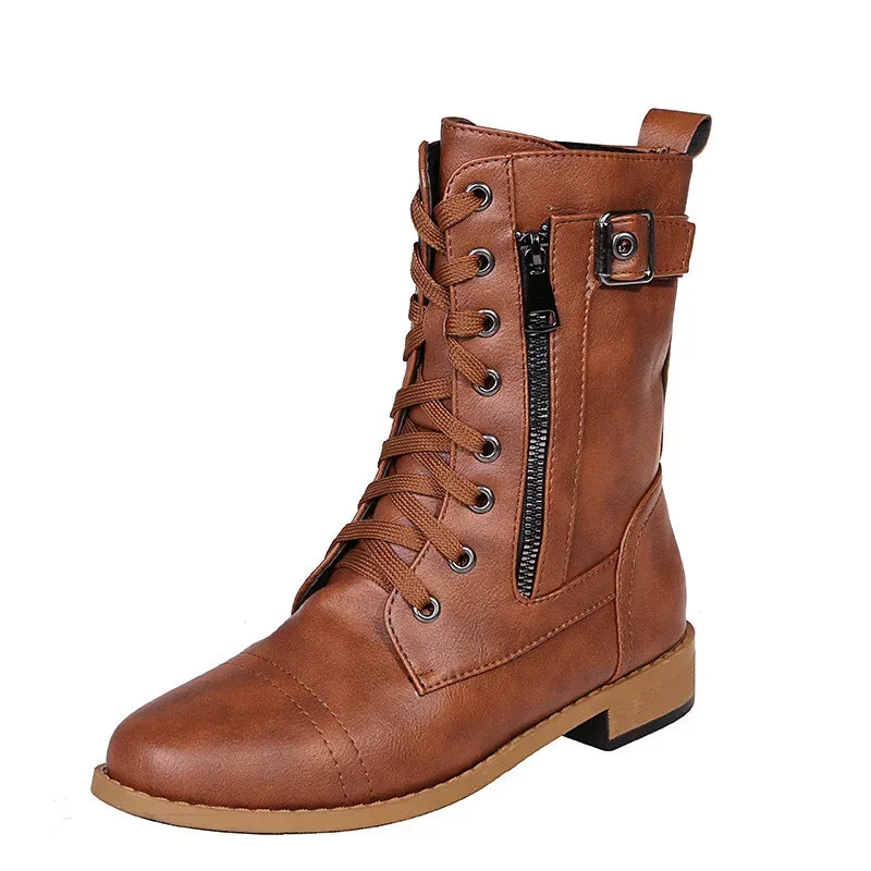 Urban™ | Women's Round Toe Lace-Up Flat Boots