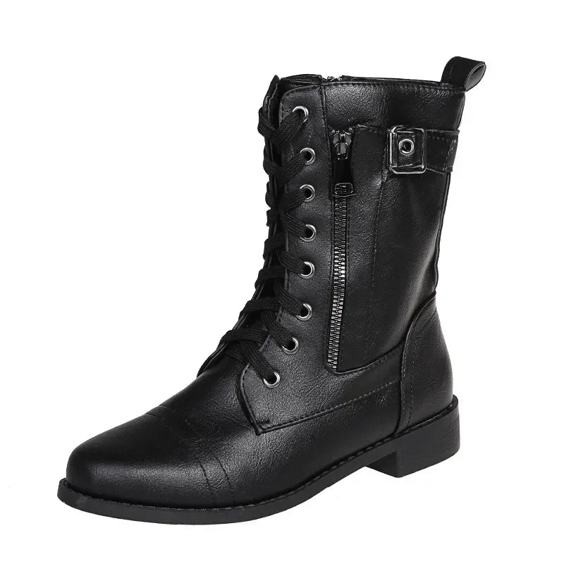 Urban™ | Women's Round Toe Lace-Up Flat Boots