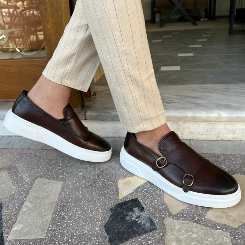 UrbanGent - Stylish Men's Leather Double Monk Strap Loafers