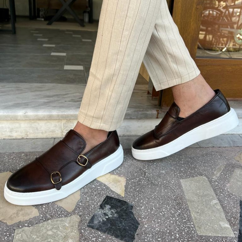 UrbanGent - Stylish Men's Leather Double Monk Strap Loafers
