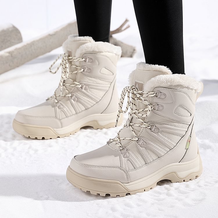 SnowEase | Women’s Winter Lace-Up Plush Ankle Boots