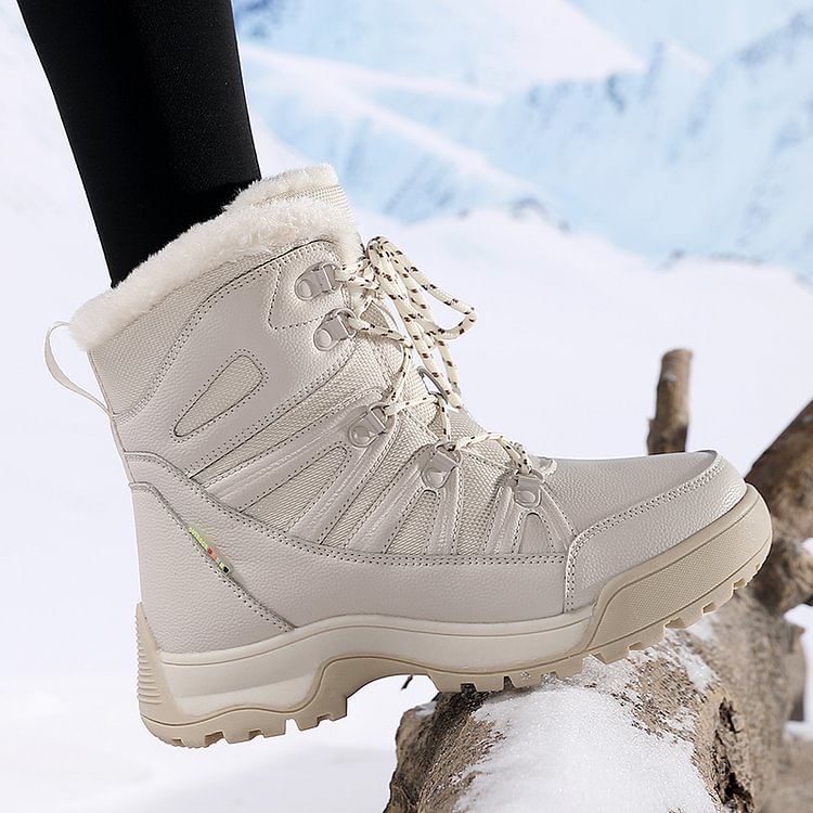 SnowEase | Women’s Winter Lace-Up Plush Ankle Boots