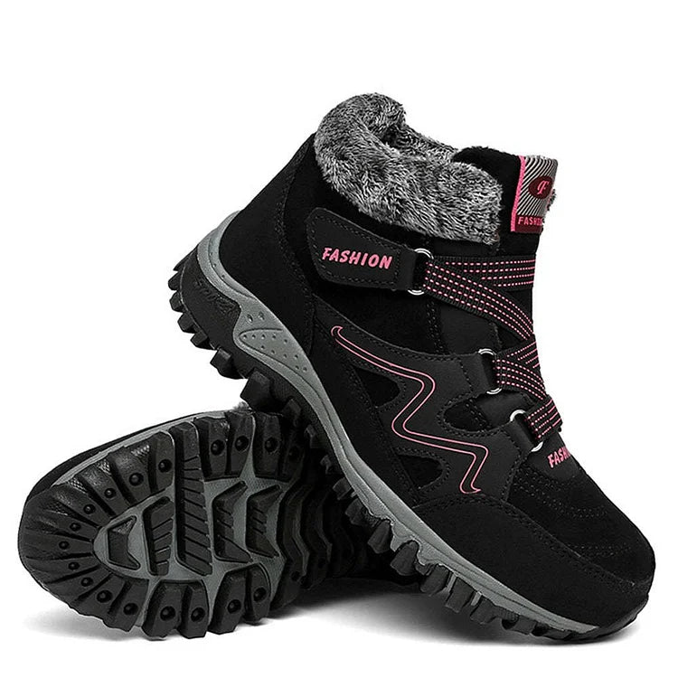 SnoVera™ | Winter Ankle Boots – Plush-Lined, Hook & Loop