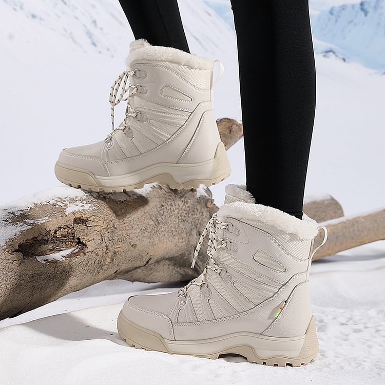 SnowEase | Women’s Winter Lace-Up Plush Ankle Boots
