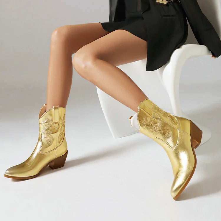Velmora™ | Western Cowboy Ankle Boots for Women