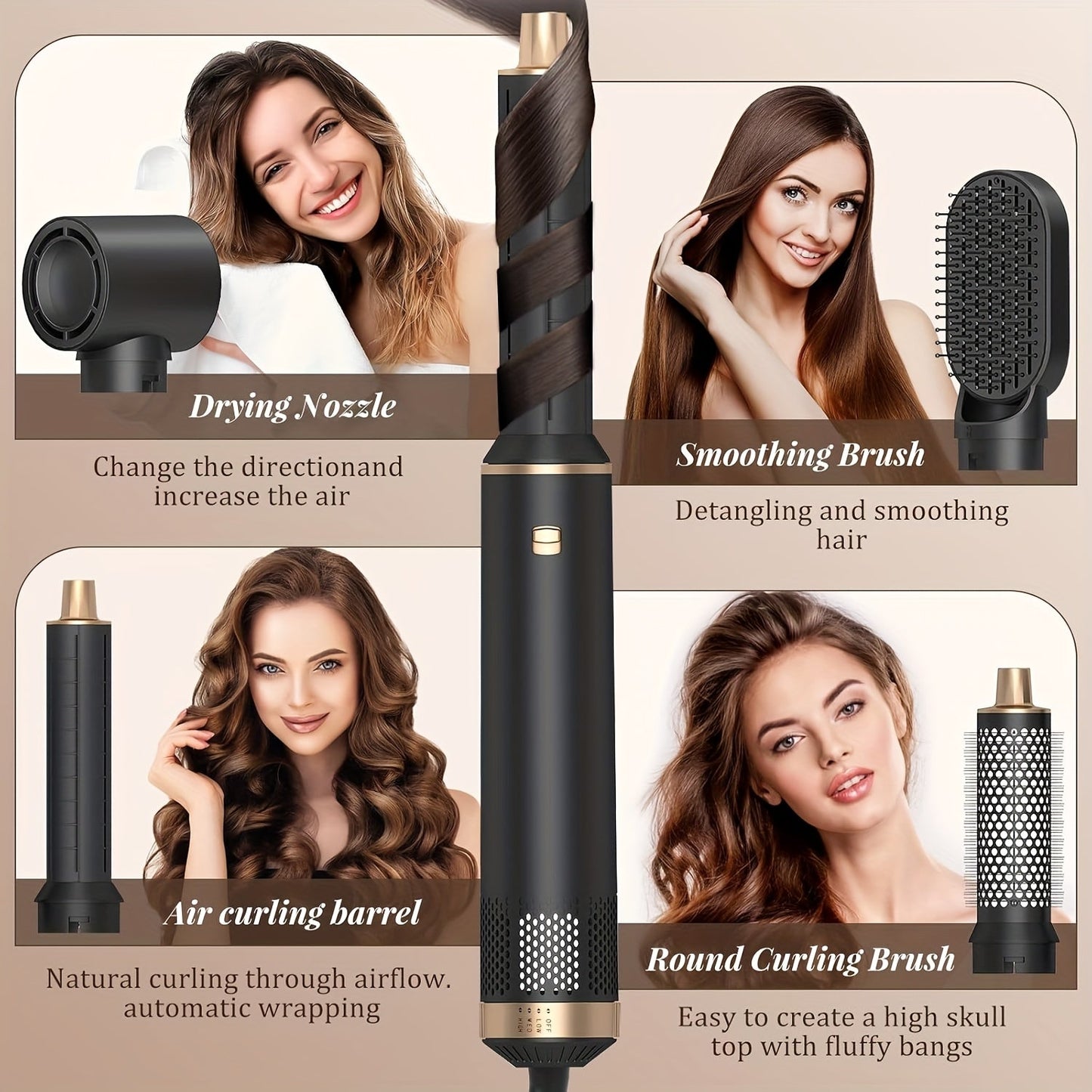 AUGUSDEA SilkForm™ Women’s 5-in-1 Hair Tool – Quick Drying, Curling & Volume