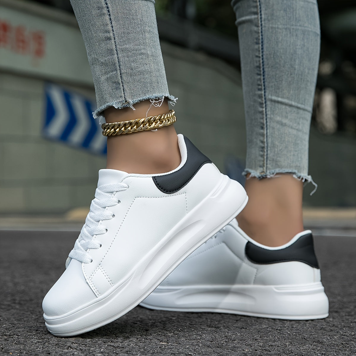 Strideon - Women’s Clean White Sneakers – Casual Minimalist Shoes