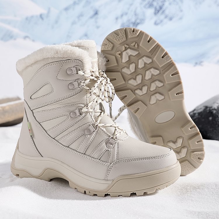 SnowEase | Women’s Winter Lace-Up Plush Ankle Boots