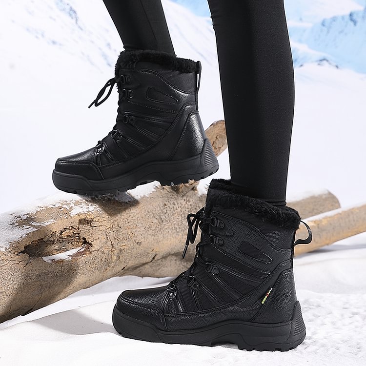 SnowEase | Women’s Winter Lace-Up Plush Ankle Boots