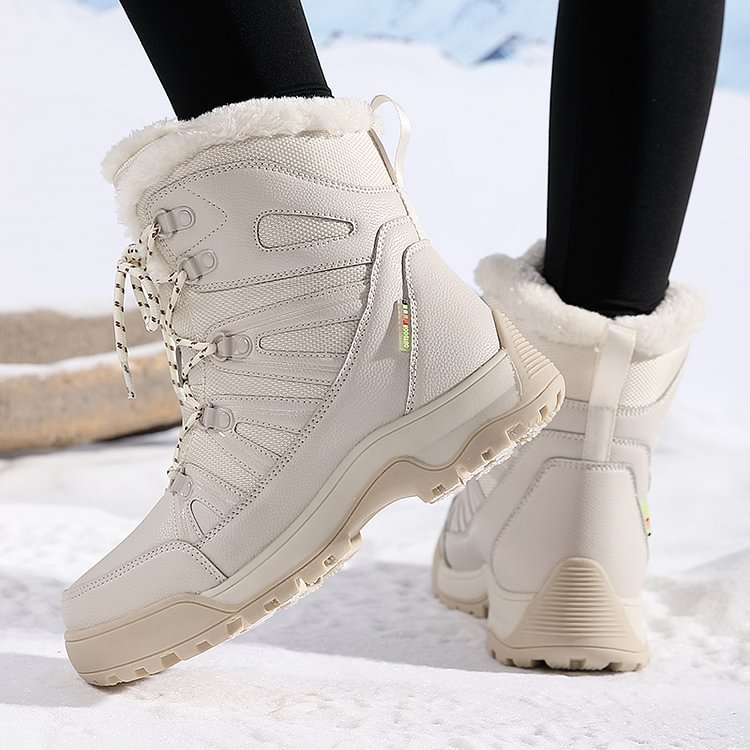 SnowEase | Women’s Winter Lace-Up Plush Ankle Boots