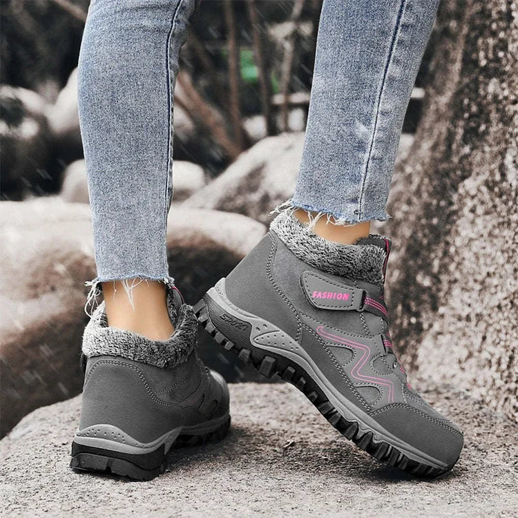 SnoVera™ | Winter Ankle Boots – Plush-Lined, Hook & Loop